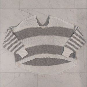 Vintage Havanna Gray White Striped Cropped Sweater Shirt Sz S